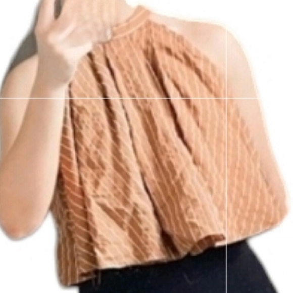 C/MEO Collective top sleeveless cropped tent tan and white size 8 - Picture 9 of 9